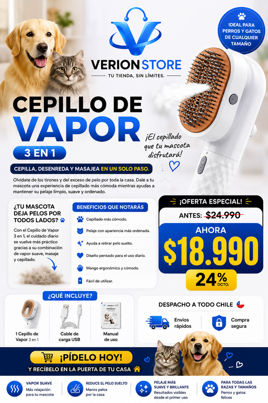 Cepillo de Vapor para Gatos y Perros 🐕 🐈