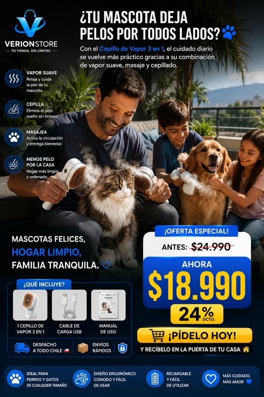 Cepillo de Vapor para Gatos y Perros 🐕 🐈
